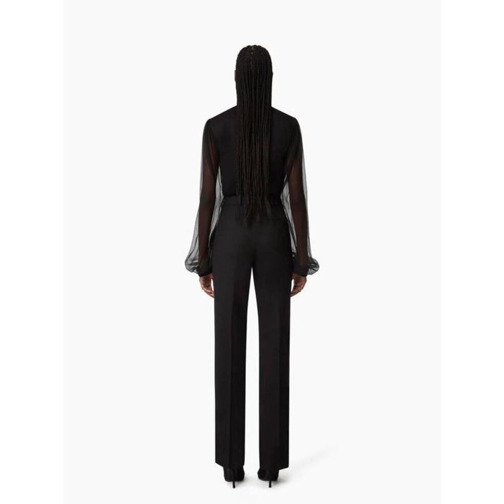 Nina Ricci Ruffled High Neck Crinkled Silk Muslin Blouse in Black 36 US 4 - Picture 3 of 3